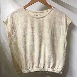 Madewell Cream Textured Cap Sleeve Blouse